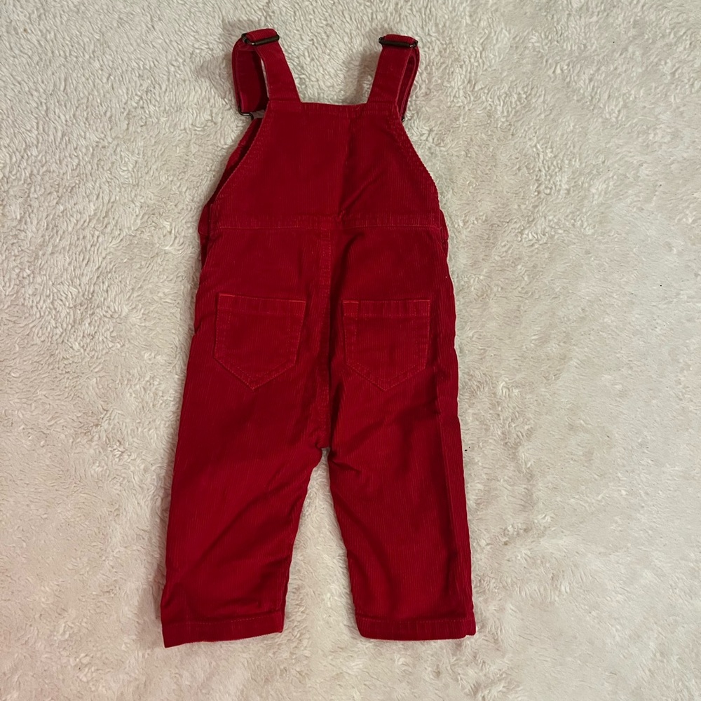 Hanna Anderson Red Corduroy Overalls 6-12 - Picture 2 of 3